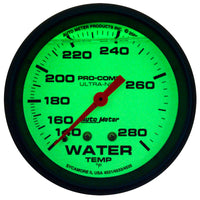 AutoMeter Gauge Wtemp 2-5/8in. 140-280 Deg. F Liq Filld Mech 4ft. Glow In Dark Ultra-Nite - Burkken Auto Parts