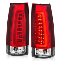 ANZO 1999-2000 Cadillac Escalade LED Taillights Chrome Housing Red/Clear Lens Pair - Burkken Auto Parts
