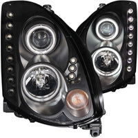 ANZO 2003-2007 Infiniti G35 Projector Headlights w/ Halo Black (CCFL) (HID Compatible) - Burkken Auto Parts