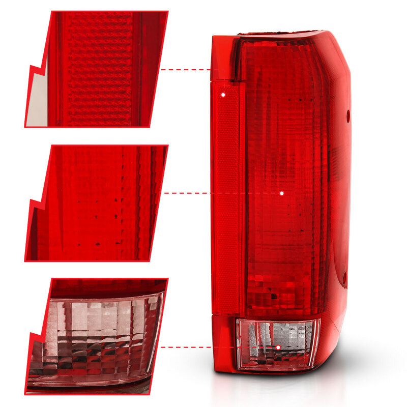 ANZO 1992-1996 Ford Bronco Taillight Red/Clear Lens (OE Replacement) - Burkken Auto Parts