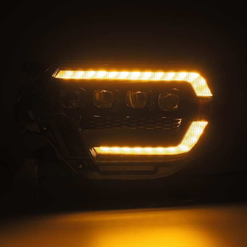 AlphaRex 12-15 Toyota Tacoma NOVA LED Proj Headlights Plank Alpha Blk w/Activ Light/Seq Signal/DRL - Burkken Auto Parts