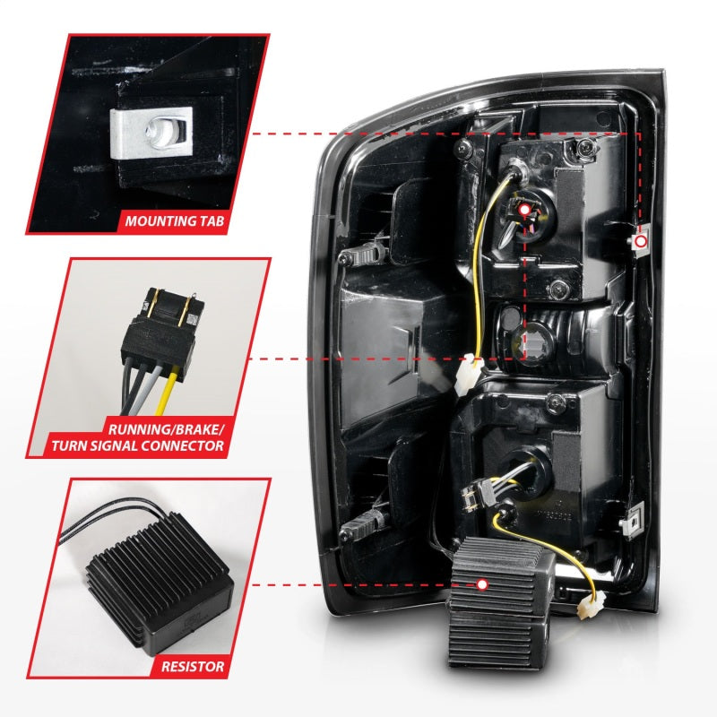 ANZO 15-19 Chevrolet Silverado 2500 HD/3500 HD LED Taillight w/ Sequential Black Housing/Clear Lens - Burkken Auto Parts