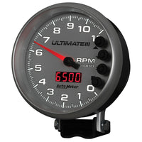 Autometer 5 inch Ultimate III Playback Tachometer 11000 RPM - Silver - Burkken Auto Parts