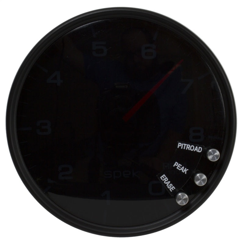 Autometer Spek-Pro Gauge Tachometer 5in 8K Rpm W/Shift Light & Peak Mem Black/Smoke/Black - Burkken Auto Parts