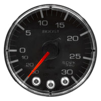 Autometer Spek-Pro Gauge Vac/Boost 2 1/16in 30Inhg-30psi Stepper Motor W/Peak & Warn Black/Chrome - Burkken Auto Parts