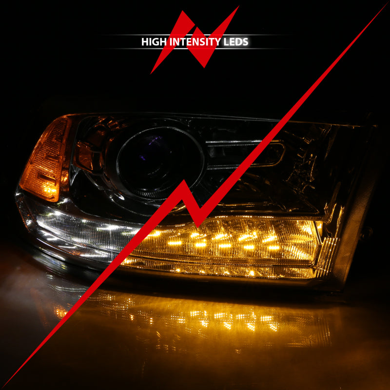 ANZO 2009-2018 Dodge Ram 1500 Projector Plank Style Switchback H.L Halo Chrome Amber (OE Style) - Burkken Auto Parts