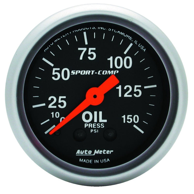 Autometer Sport Comp 52mm Mechanical 0-150 PSI Oil Pressure Gauge - Burkken Auto Parts