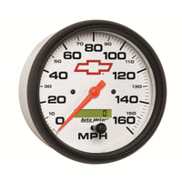 AutoMeter Gauge Speedometer 5in. 160MPH Elec. Programmable Chevy Red Bowtie White - Burkken Auto Parts