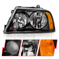 ANZO 2003-2006 Lincoln Navigator Crystal Headlights Black - Burkken Auto Parts