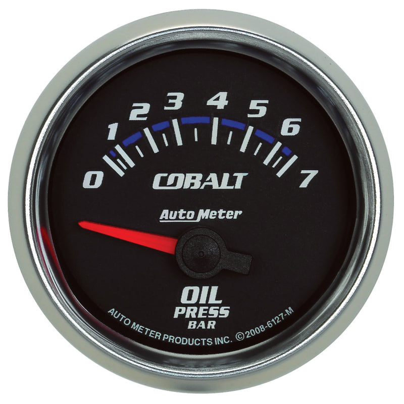 Autometer Cobalt 52mm 0-7 BAR Short Sweep Electric Oil Pressure Gauge - Burkken Auto Parts