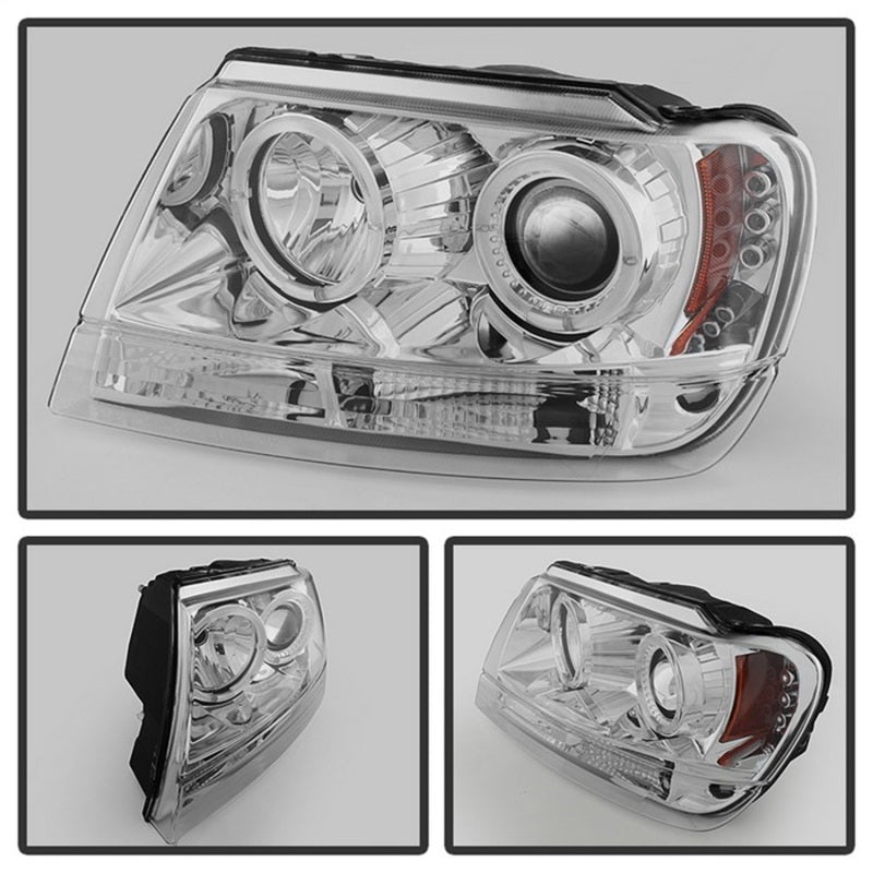 Spyder Jeep Grand Cherokee 99-04 Projector Headlights LED Halo LED Chrm - PRO-YD-JGC99-HL-C - Burkken Auto Parts