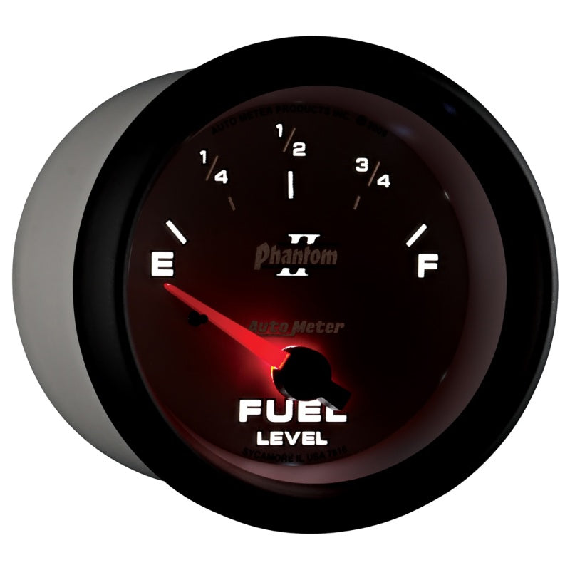 AutoMeter Gauge Fuel Level 2-5/8in. 240 Ohm(e) to 33 Ohm(f) Elec Phantom II - Burkken Auto Parts