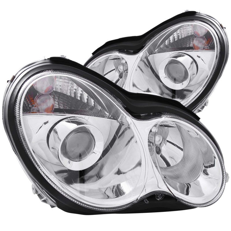 ANZO 2001-2007 Mercedes Benz C Class W203 Projector Headlights Chrome - Burkken Auto Parts
