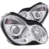 ANZO 2001-2007 Mercedes Benz C Class W203 Projector Headlights Chrome - Burkken Auto Parts