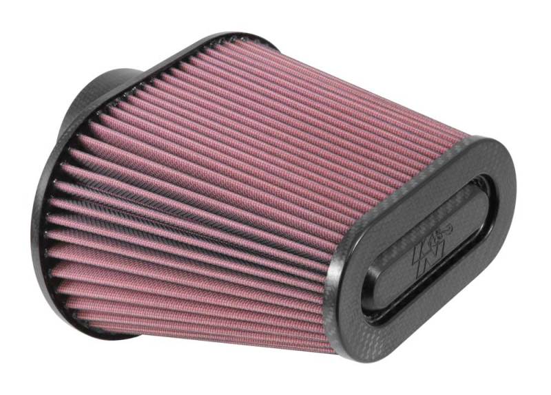 K&N Universal Air Filter 3 11/16in Flange x 8 3/4 x 5 1/2in Base x 6 3/8 x 3 3/16in Top x 7in Height - Burkken Auto Parts