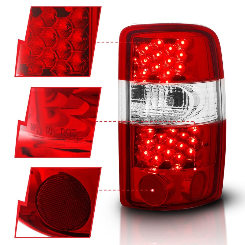 ANZO 2000-2006 Chevrolet Suburban LED Taillights Red/Clear - Burkken Auto Parts