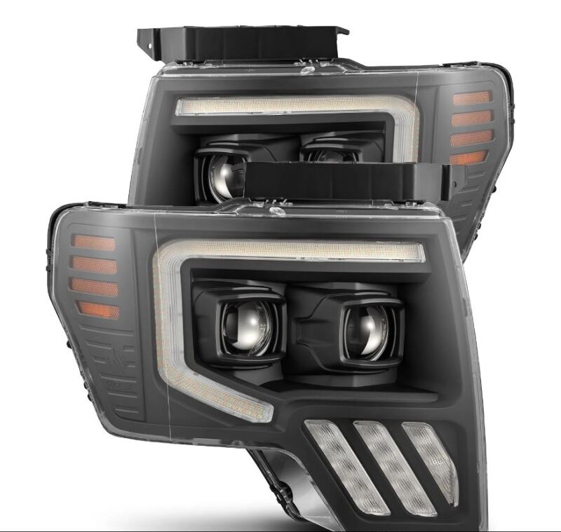 AlphaRex 09-14 Ford F-150 PRO-Series Projector Headlights Plank Style Black w/Activ Light/Seq Signal - Burkken Auto Parts