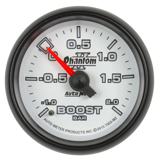 Autometer Phantom II Gauge Vac/Boost 2 1/16in -1 - +2 Bar Mechanical Phantom II - Burkken Auto Parts