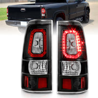 ANZO 1999-2002 Chevy Silverado 1500 LED Taillights Plank Style Black w/Clear Lens - Burkken Auto Parts
