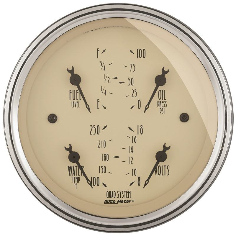 AutoMeter Gauge Kit 2 Pc. Quad & Tach/Speedo 3-3/8in. Antique Beige - Burkken Auto Parts