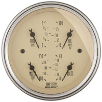 AutoMeter Gauge Quad 3-3/8in. 240 Ohm(e) to 33 Ohm(f) Elec Antique Beige - Burkken Auto Parts