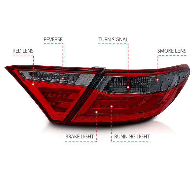 ANZO 2015-2016 Toyota Camry LED Taillights Smoke - Burkken Auto Parts
