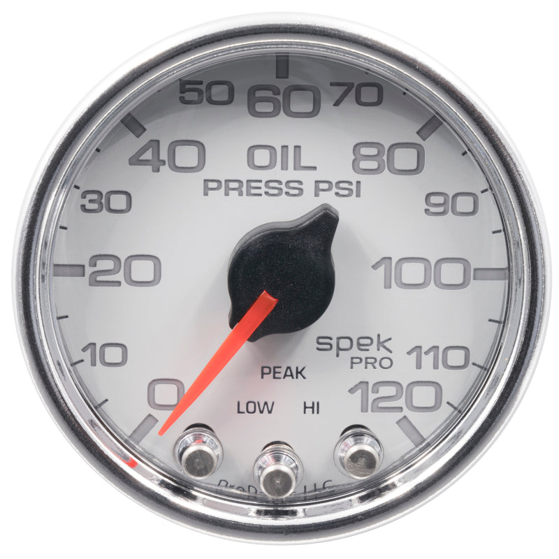 Autometer Spek-Pro 2-1/16in 0-120 PSI Digital Stepper Motor w/Peak & Warn Oil Pressue Gauge - Burkken Auto Parts