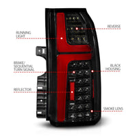 ANZO 15-20 Chevrolet Tahoe Sequential LED Tube Taillights Black - Burkken Auto Parts