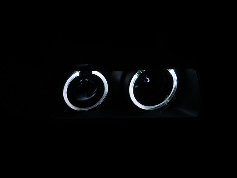 ANZO 1992-1998 BMW 3 Series E36 Projector Headlights w/ Halo Black G2 1 pc - Burkken Auto Parts