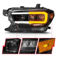 ANZO 16-22 Toyota Tacoma SR/SR5 ONLY Full LED Proj Headlights w/Light Bar Seq. Blk w/Initiation Lgt - Burkken Auto Parts