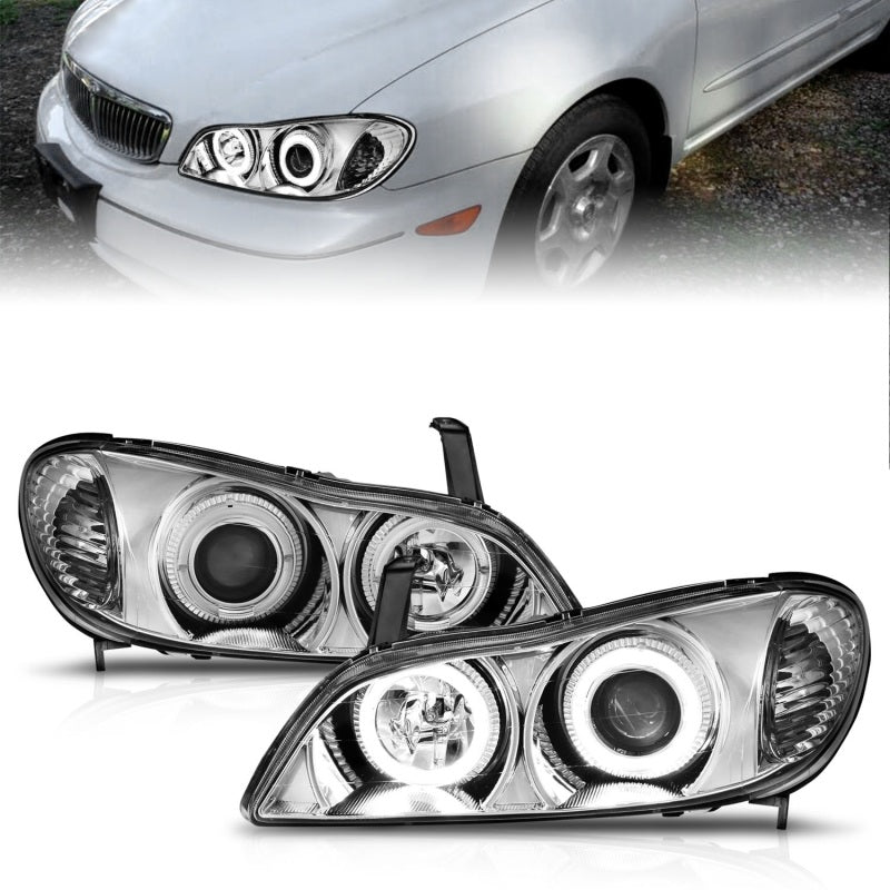 ANZO 2000-2004 Infiniti I30 Projector Headlights w/ Halo Chrome - Burkken Auto Parts