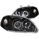 ANZO 1996-1998 Honda Civic Projector Headlights w/ Halo Black - Burkken Auto Parts