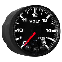 AutoMeter Gauge Voltmeter 2-1/16in. 16V Stepper Motor W/Peak & Warn Blk/Blk Spek-Pro - Burkken Auto Parts
