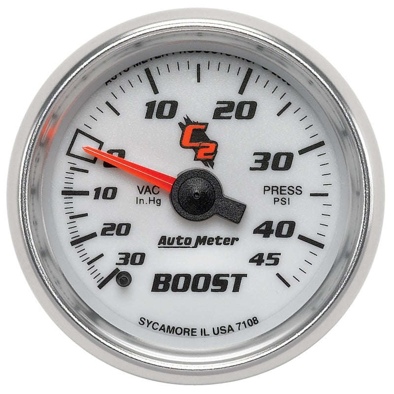 Autometer C2 52mm 30 In Hg-Vac/45 PSI Mechanical Vacuum/Boost Gauge - Burkken Auto Parts