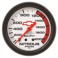 AutoMeter Gauge Nitrous Pressure 2-5/8in. 2000PSI Mechanical Chevy Red Bowtie White - Burkken Auto Parts