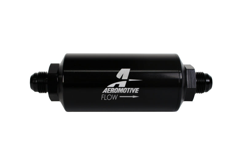 Aeromotive In-Line Filter - AN-08 size Male - 10 Micron Microglass Element - Bright-Dip Black - Burkken Auto Parts