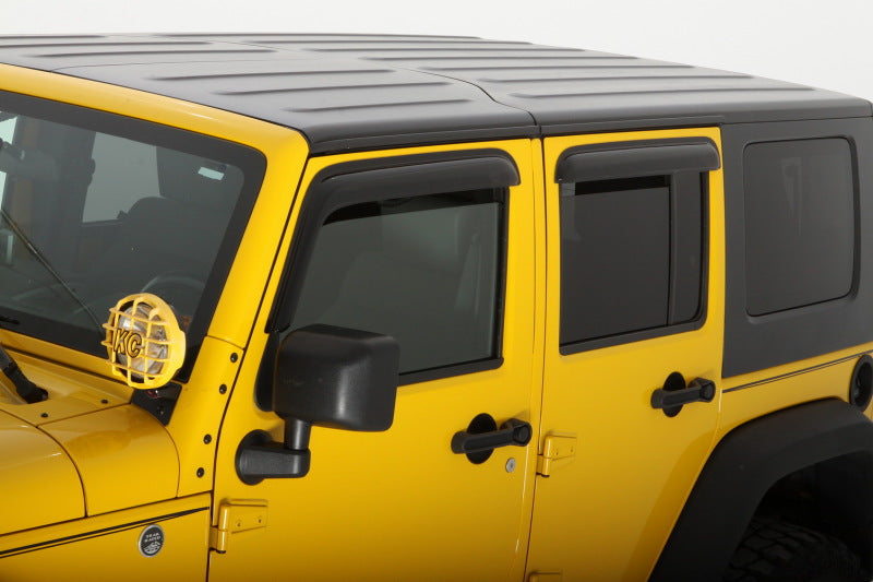 AVS 07-18 Jeep Wrangler Unlimited Ventvisor Outside Mount Window Deflectors 4pc - Smoke - Burkken Auto Parts