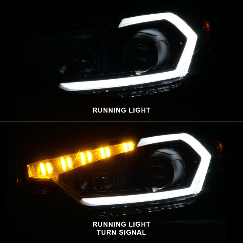 ANZO 2014-2016 Kia Forte Projector Headlights w/ Light Bar Black Housing w/ DRL - Burkken Auto Parts