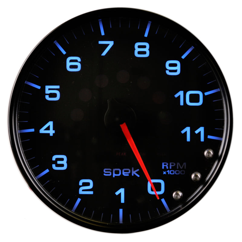 Autometer Spek-Pro Gauge Tachometer 5in 11K Rpm W/Shift Light & Peak Mem Black/Black - Burkken Auto Parts