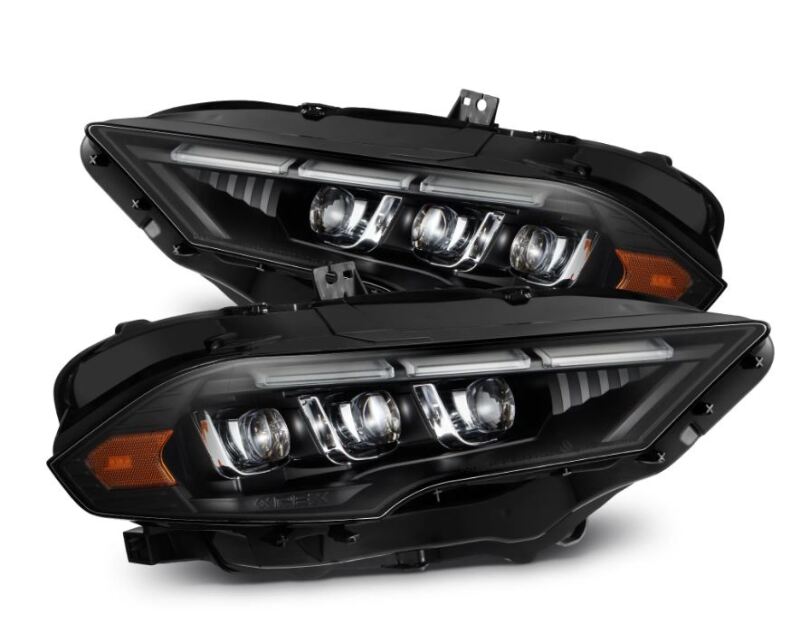AlphaRex 18-20 Ford Mustang NOVA LED Proj Headlights Black w/Activ Light/Seq Signal/Switch DRL - Burkken Auto Parts