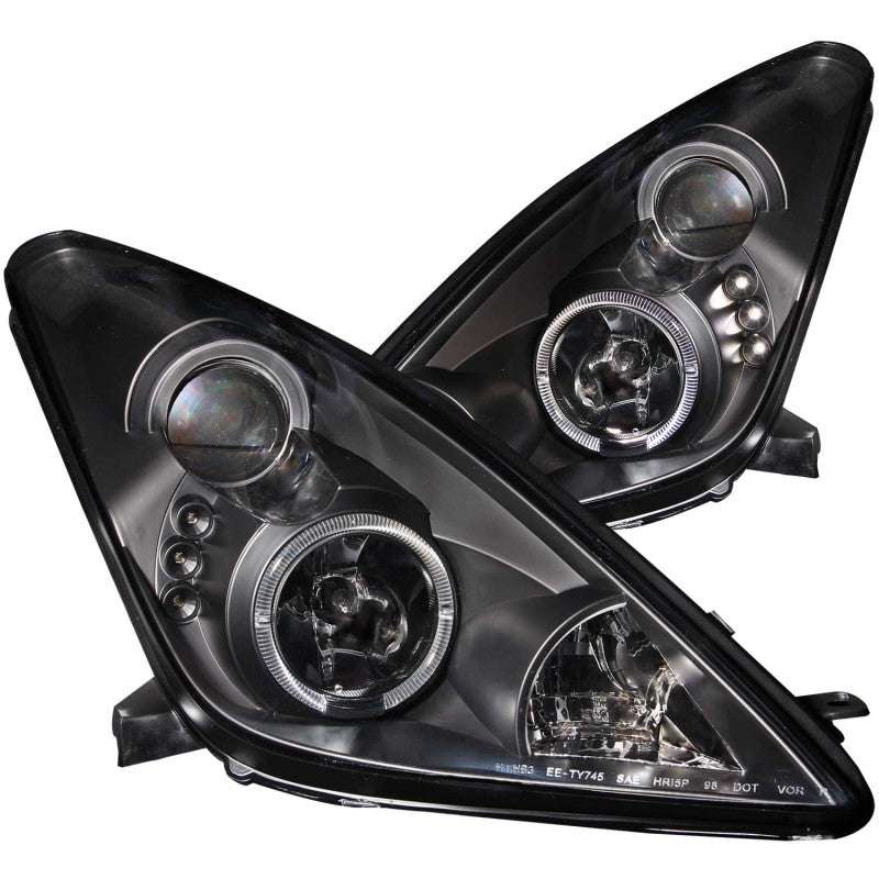 ANZO 2000-2005 Toyota Celica Projector Headlights w/ Halo Black - Burkken Auto Parts