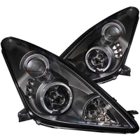 ANZO 2000-2005 Toyota Celica Projector Headlights w/ Halo Black - Burkken Auto Parts