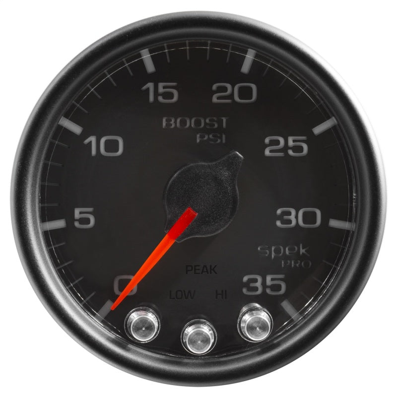 Autometer Spek-Pro Gauge Boost 2 1/16in 35psi Stepper Motor W/Peak & Warn Black/Black - Burkken Auto Parts
