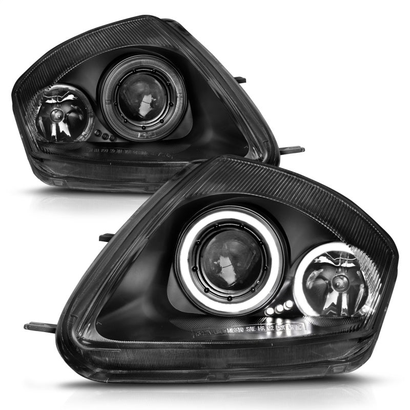 ANZO 2000-2005 Mitsubishi Eclipse Projector Headlights w/ Halo Black - Burkken Auto Parts