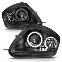 ANZO 2000-2005 Mitsubishi Eclipse Projector Headlights w/ Halo Black - Burkken Auto Parts