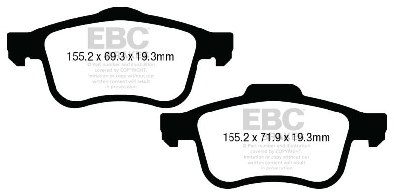 EBC 13+ Fiat 500L 1.4 Turbo Greenstuff Front Brake Pads - Burkken Auto Parts
