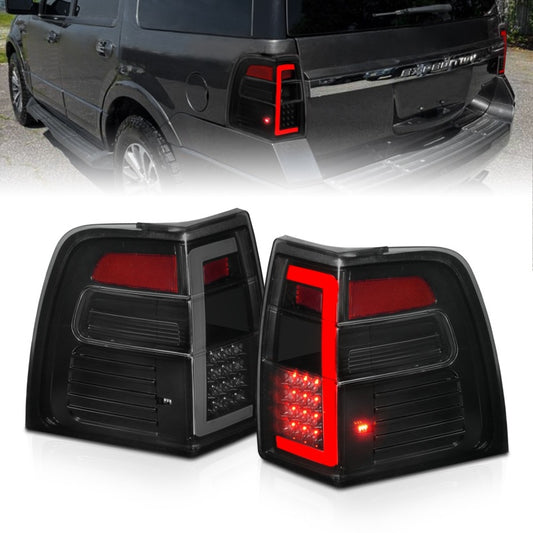 ANZO 07-17 Ford Expedition LED Taillights w/ Light Bar Black Housing Smoke Lens - Burkken Auto Parts