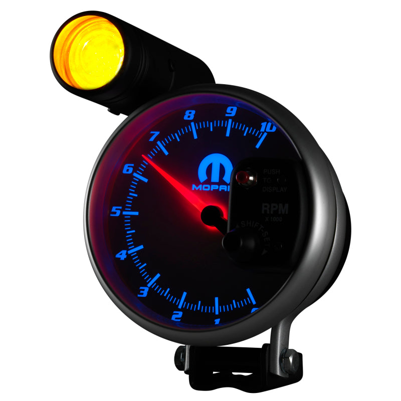 AutoMeter Gauge Tachometer 5in. 10K RPM Pedestal W/ Ext. Shift-Lite White Mopar - Burkken Auto Parts