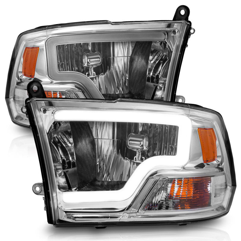 ANZO 2009-2018 Dodge Ram 1500/ 2500/ 3500 Crystal Headlights w/ Light Bar Chrome Housing - Burkken Auto Parts