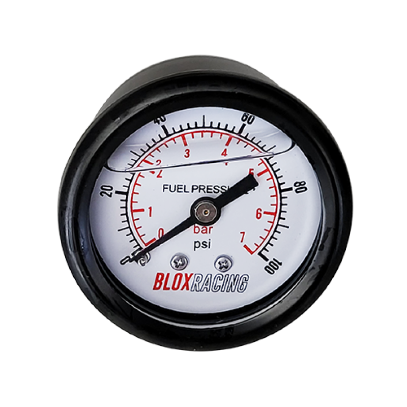 BLOX Racing Liquid-Filled Fuel Pressure Gauge 0-100psi (White Face) - Burkken Auto Parts